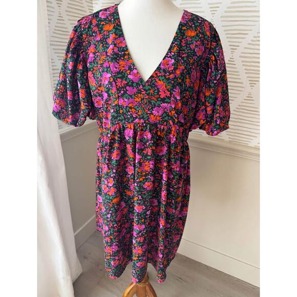 Shop the Mint Women’s XL Be Yourself Black Floral Babydoll Dress - Picture 3 of 10